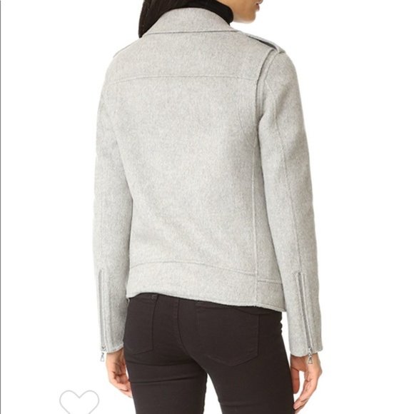 Theory Wool Cashmere Grey Tralsmin Moto Biker Jacket Size P/XS - Picture 2 of 13